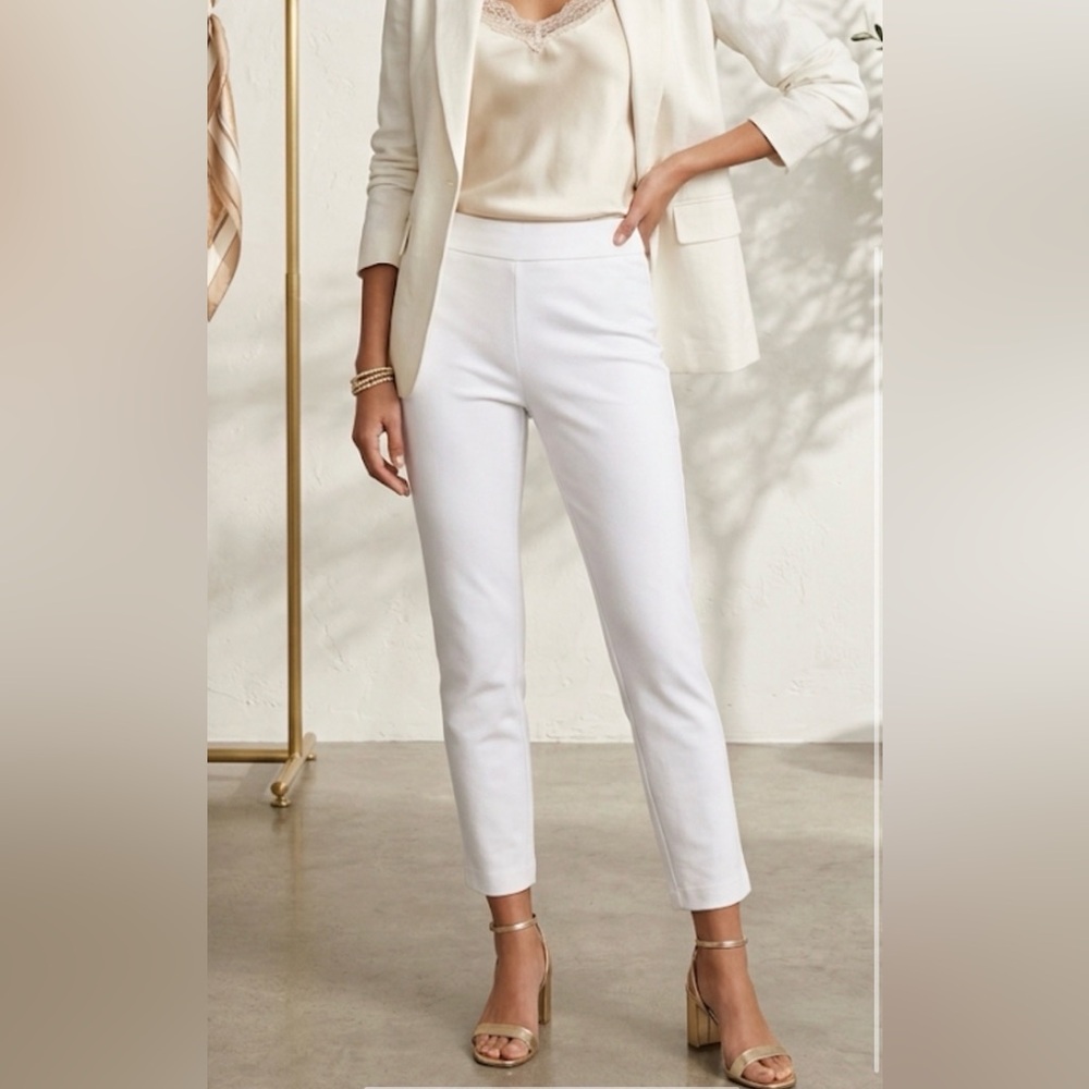 Kobi Halperin White Slim Leg Ankle Pants Side Zip Trousers Size 8‎